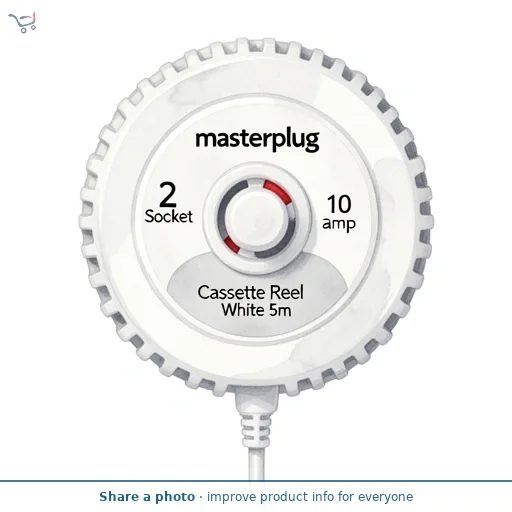 Masterplug 2 Socket 10 amp Cassette Reel White 5m
