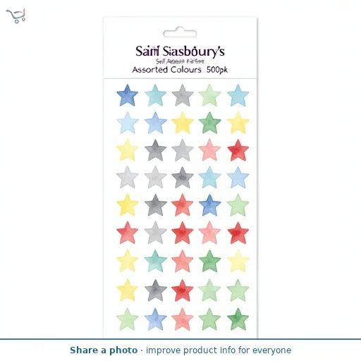 Sainsbury's Home Self Adhesive Foil Stars Assorted Colours 500pk