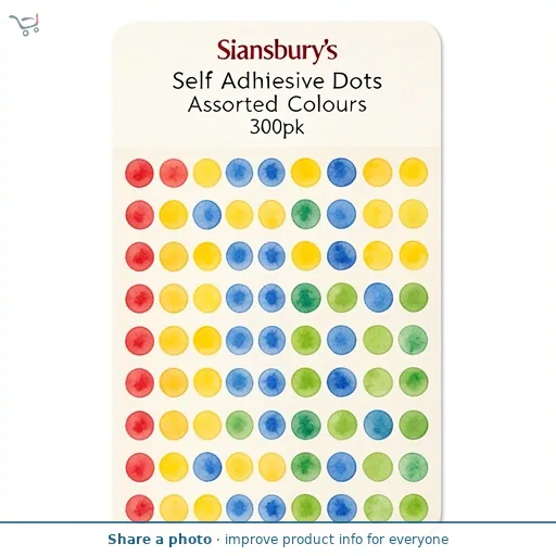 Sainsbury's Home Self Adhesive Dots Assorted Colours 300pk