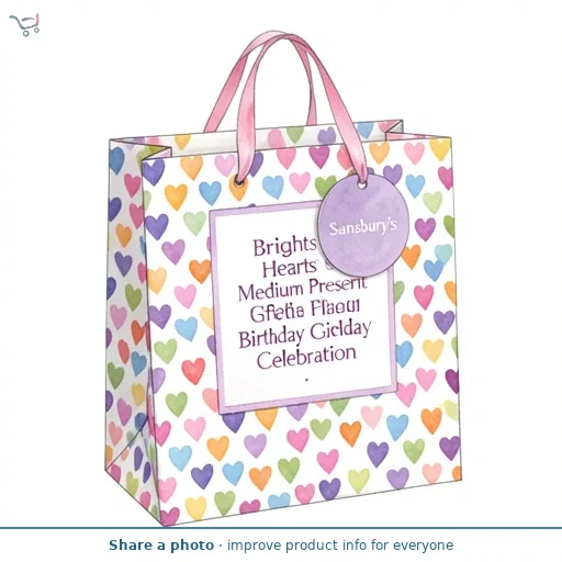 Sainsbury's Brights Hearts Medium Present Gift Bag Birthday Celebration