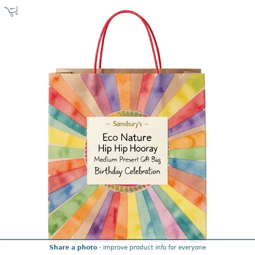 Sainsbury's Eco Nature Hip Hip Hooray Medium Present Gift Bag Birthday Celebration