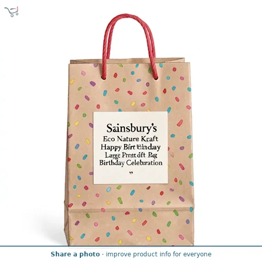 Sainsbury's Eco Nature Kraft Happy Birthday Large Present Gift Bag Birthday Celebration