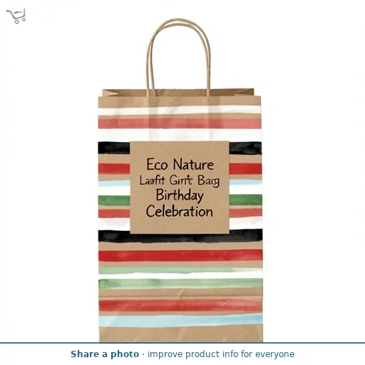 Sainsbury's Eco Nature Kraft Stripe Large Present Gift Bag Birthday Celebration