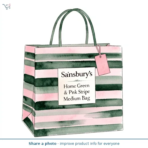 Sainsbury's Home Green & Pink Stripe Medium Bag