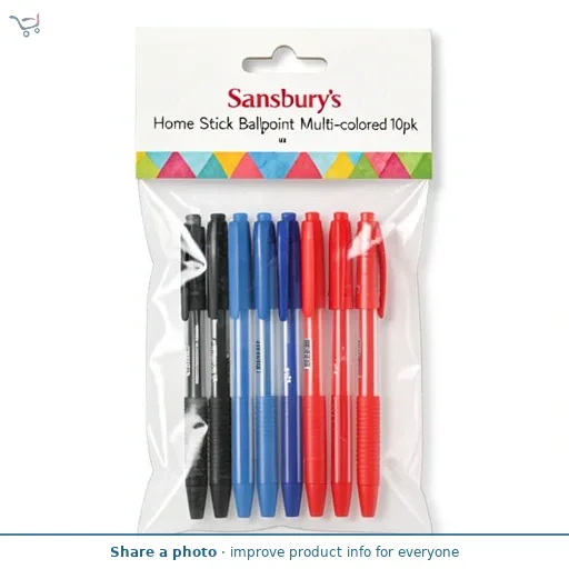 Sainsbury's Home Stick Ballpoint Multi-colored 10pk