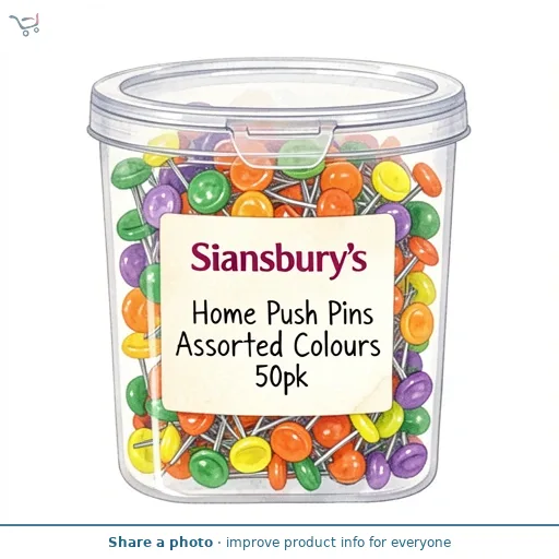 Sainsbury's Home Push Pins Assorted Colours 50pk