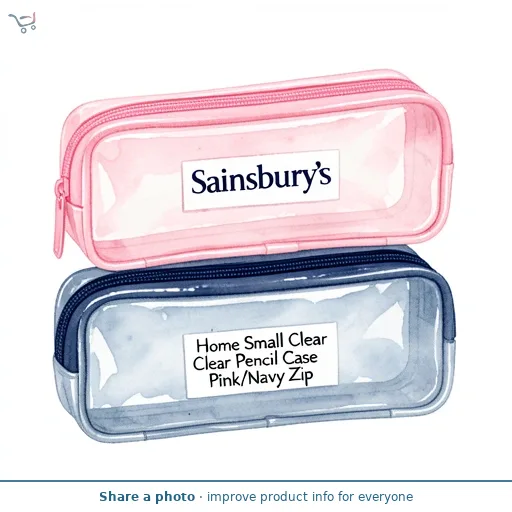 Sainsbury's Home Small Clear Pencil Case Pink/Navy Zip