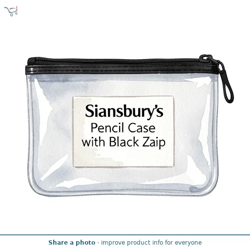 Sainsbury's Home Clear Pencil Case with Black Zip 15cm