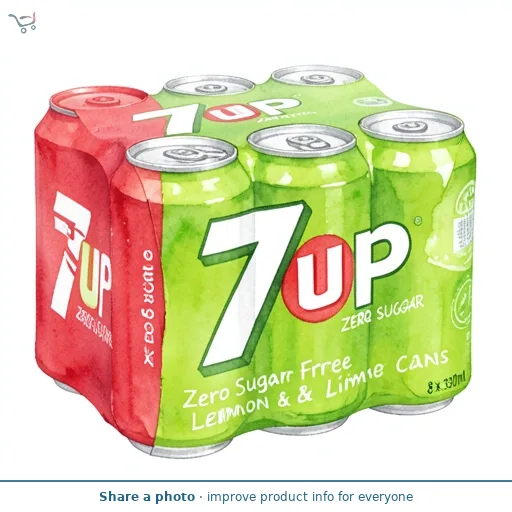 7UP Zero Sugar Free Lemon & Lime Cans 8 x 330ml