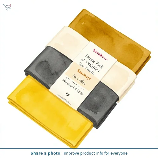 Sainsbury's Home Pack of 5 Waffles Tea Towels - Mustard & Grey