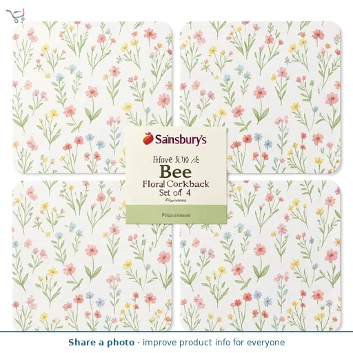 Sainsbury's Home Bee Floral Corkback Set of 4 Placemats