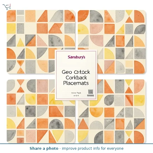 Sainsbury's Home Pack of 4 Geo Corkback Placemats