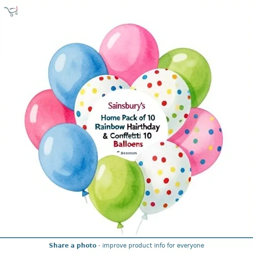 Sainsbury's Home Pack of 10 Rainbow Happy Birthday & Confetti 10" Balloons
