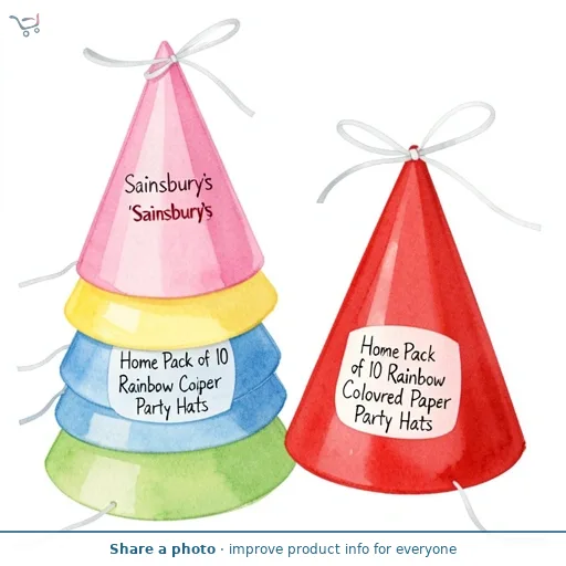 Sainsbury's Home Pack of 10 Rainbow Coloured Paper Party Hats