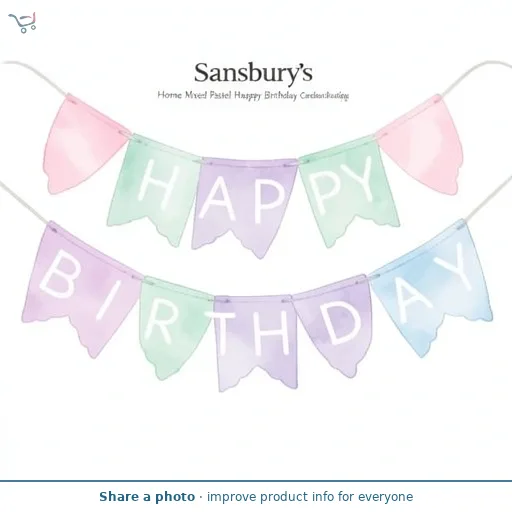 Sainsbury's Home Mixed Pastel Happy Birthday Cardboard Bunting