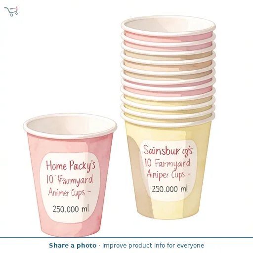 Sainsbury's Home Pack of 10 Farmyard Animals Paper Cups - 250ml