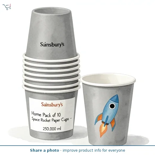 Sainsbury's Home Pack of 10 Space Rocket Paper Cups - 250ml