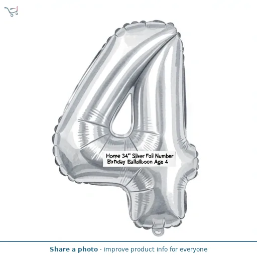 Sainsbury's Home 34" Silver Foil Number Birthday Balloon Age 4