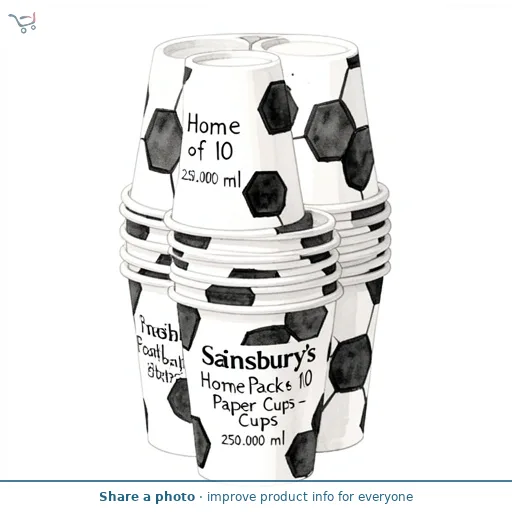 Sainsbury's Home Pack of 10 Football Paper Cups - 250ml