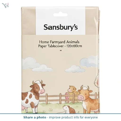 Sainsbury's Home Farmyard Animals Paper Tablecover - 120x180cm