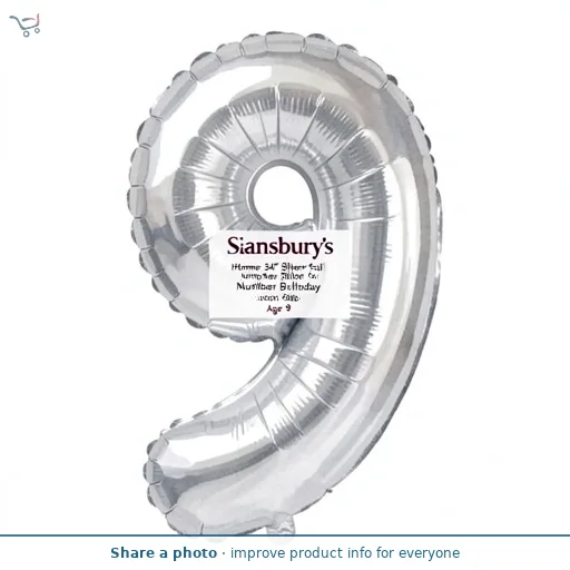 Sainsbury's Home 34" Silver Foil Number Birthday Balloon Age 9
