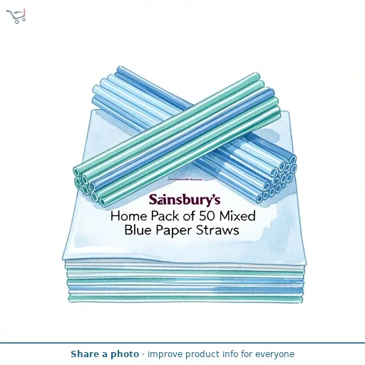 Sainsbury's Home Pack of 50 Mixed Blue Paper Straws