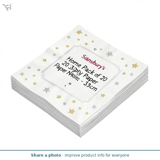 Sainsbury's Home Pack of 20 3ply Star Paper Napkins - 33cm