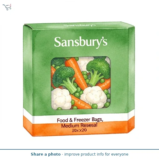Sainsbury's Food & Freezer Bags, Medium Reseal 30x26cm x20