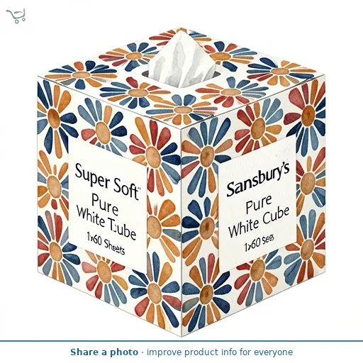 Sainsbury's Super Soft Pure White Tissues Cube 1x60 Sheets