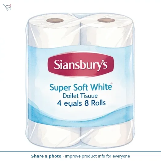 Sainsbury's Super Soft White Toilet Tissue Double Rolls 4 equals 8 Rolls