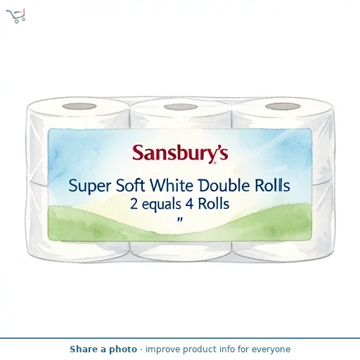Sainsbury's Super Soft White Toilet Tissue Double Rolls 2 equals 4 Rolls
