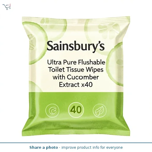 Sainsbury's Ultra Pure Flushable Toilet Tissue Wipes with Cucumber Extract x40