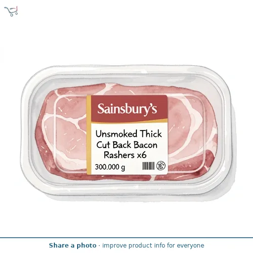 Sainsbury's Unsmoked Thick Cut Back Bacon Rashers x6 300g