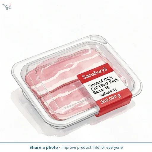 Sainsbury's Smoked Thick Cut Back Bacon Rashers X6 300g