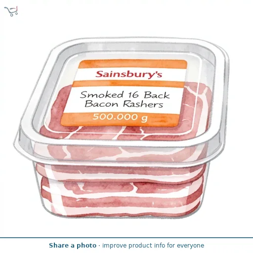 Sainsbury's Smoked 16 Back Bacon Rashers 2x250g