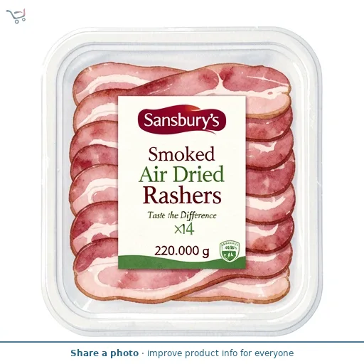 Sainsbury's Smoked Air Dried Streaky Bacon Rashers, Taste the Difference x14 220g