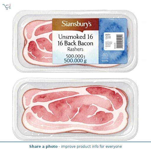 Sainsbury's Unsmoked 16 Back Bacon Rashers 2x250g