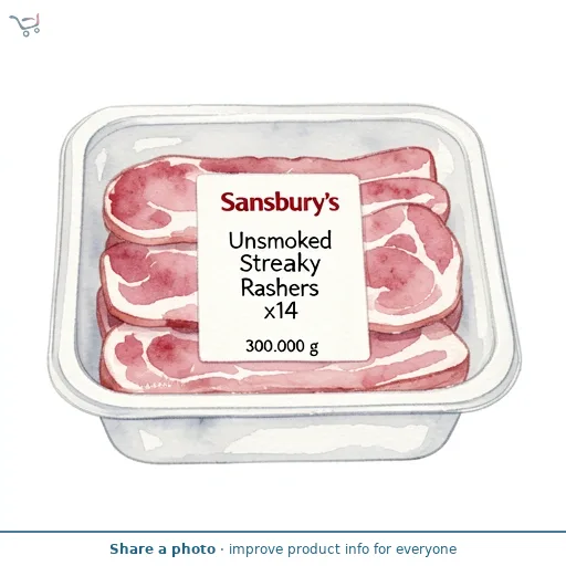 Sainsbury's Unsmoked Streaky Bacon Rashers x14 300g