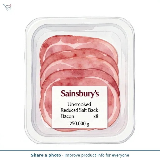 Sainsbury's Unsmoked Reduced Salt Back Bacon Rashers x8 250g