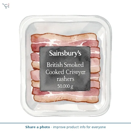 Sainsbury's British Smoked Cooked Crispy Bacon rashers 50g