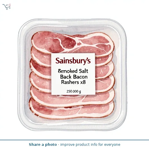 Sainsbury's Smoked Reduced Salt Back Bacon Rashers x8 250g