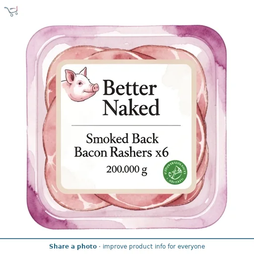 Better Naked Smoked Back Bacon Rashers x6 200g
