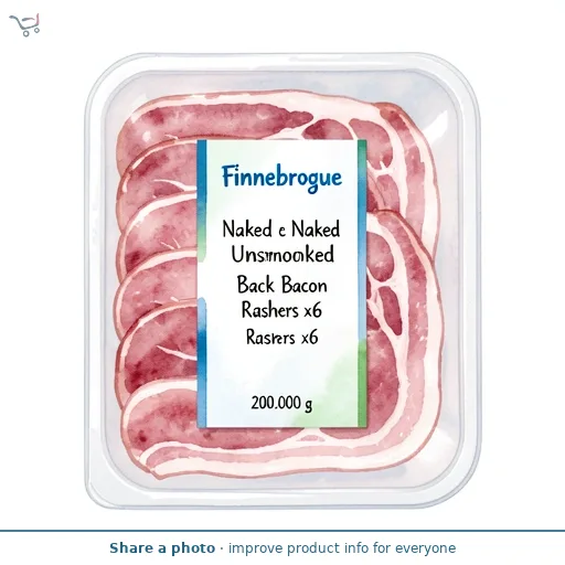 Finnebrogue Naked Unsmoked Back Bacon Rashers x6 200g