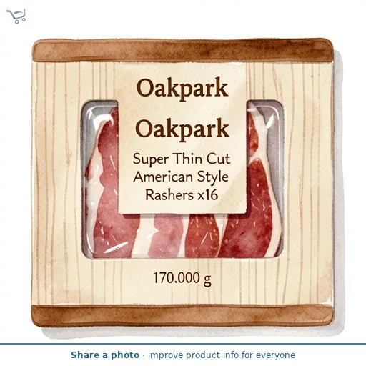 Oakpark Super Thin Cut American Style Bacon Rashers x16 170g
