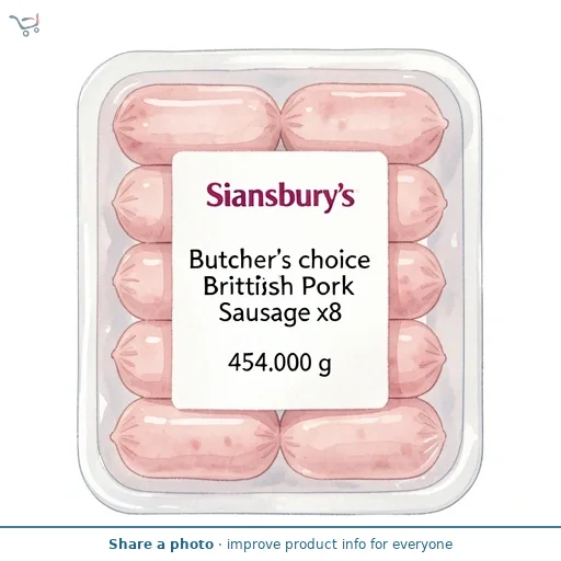 Sainsbury's Butcher's choice British Pork Sausage x8 454g