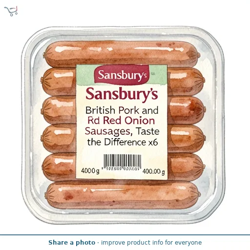Sainsbury's British Pork and Red Onion Sausages, Taste the Difference x6 400g
