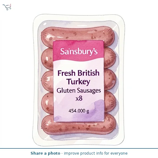 Sainsbury's Fresh British Turkey Gluten Free Sausages x8 454g