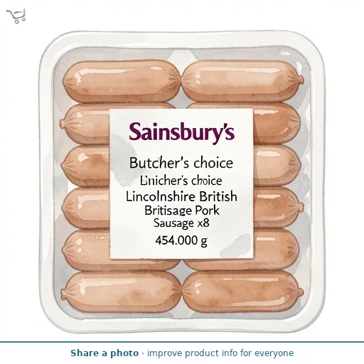 Sainsbury's Butcher's choice Lincolnshire British Pork Sausage x8 454g