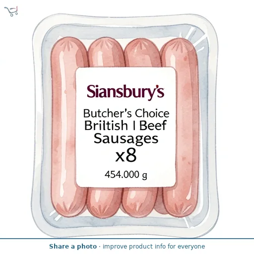 Sainsbury's Butcher's Choice British Fresh Beef Sausages x8 454g