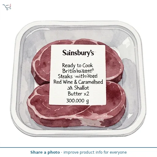 Sainsbury's Ready to Cook British Beef Steaks with Red Wine & Caramelised Shallot Butter x2 300g